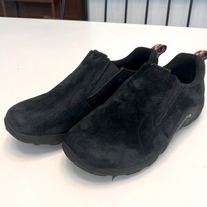 MERRELL Unisex Child Jungle Moccasin Black Suede Size 4 Youth